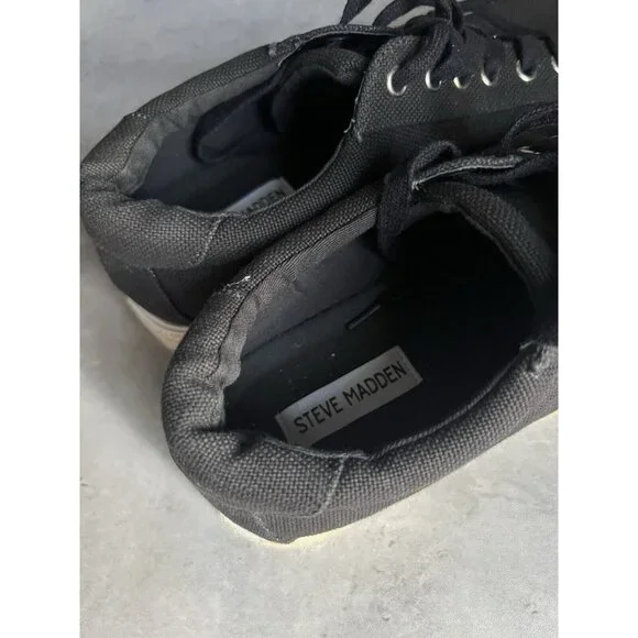 Steve Madden Karma Espadrille Sneakers Womens size 9.5 M Black White Platform - Picture 6 of 16